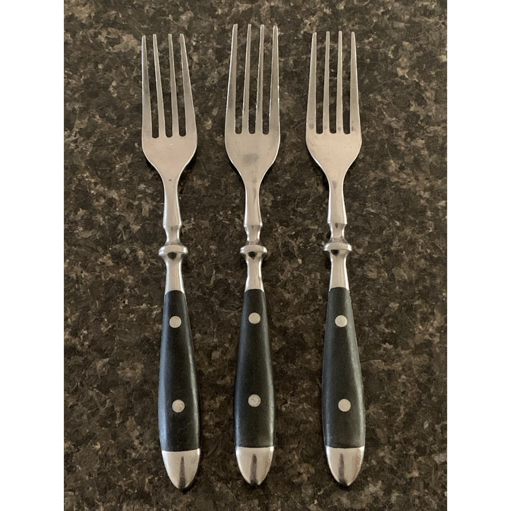 Hampton Silversmiths BISTRO BLACK Dinner Forks Lot Set of 4 Stainless